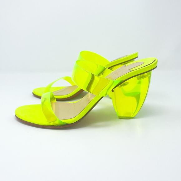 Christian Louboutin Ovida PVC Clear Strap Block Heels Neon Yellow Fluo EU 38 - Picture 8 of 13